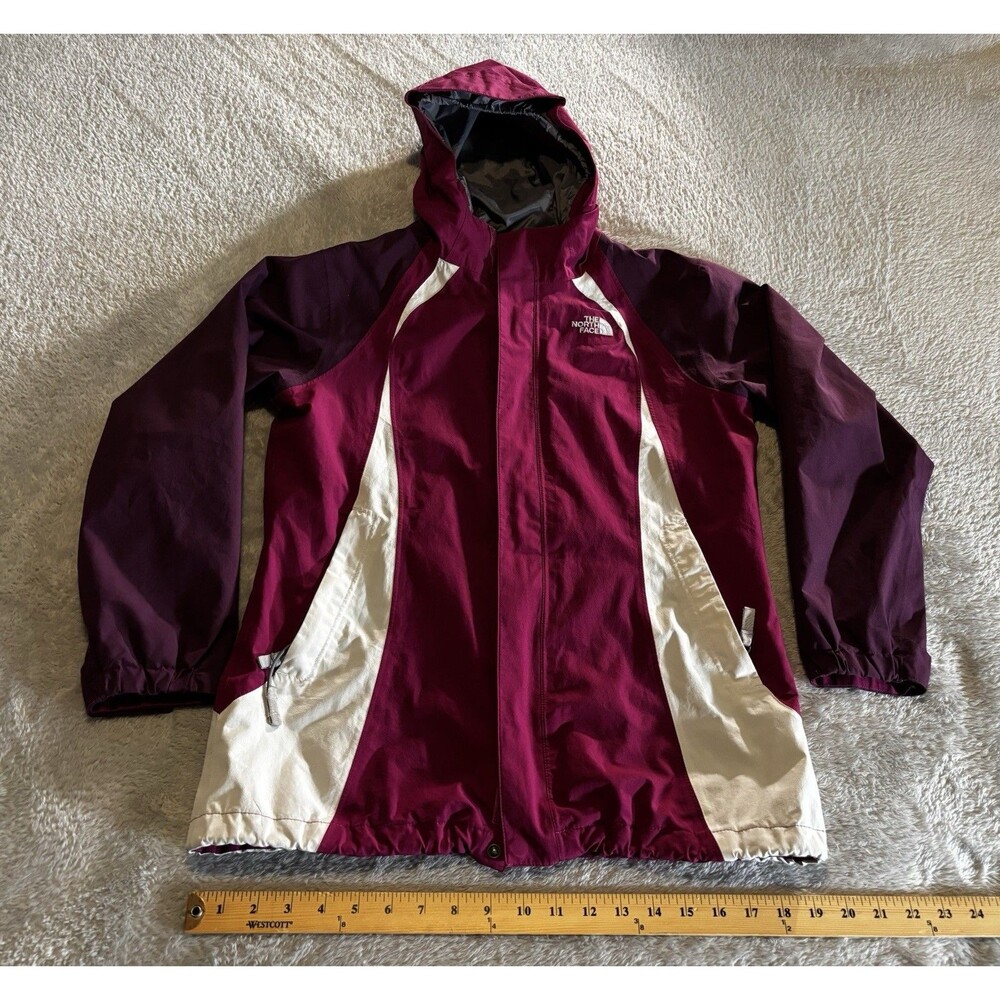 The North Face Women Girls XL HyVent Hooded Coat Ski Jacket Burgundy
